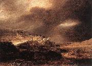 REMBRANDT Harmenszoon van Rijn Stormy Landscape oil painting on canvas